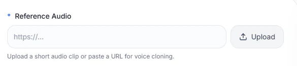 Reference Audio URL and upload controls