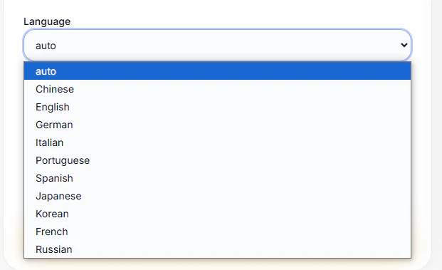 Language selector with supported language options