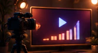 Video camera and analytics screen for a marketing narration prompt