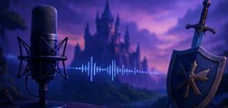 Fantasy microphone scene for a game character voice prompt